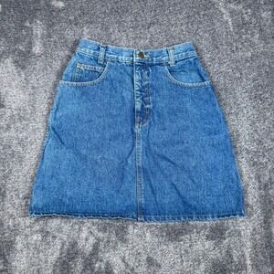 Vintage Utility Denim Mini Skirt Womens 25 Waist Medium Wash Made in USA A-Line